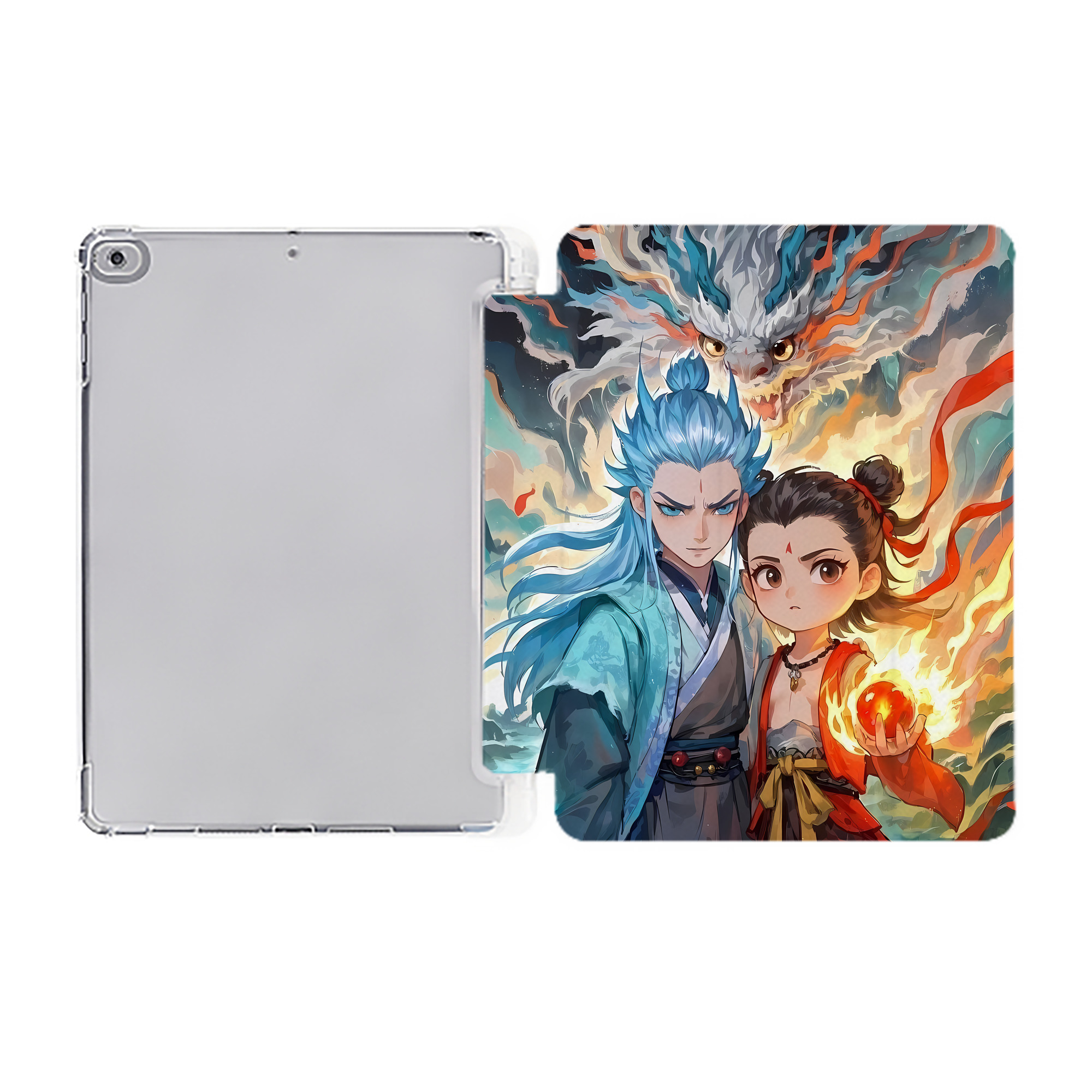 （画像用） Ne Zha 2 ナタ 魔童の大暴れ IPad ケース ペン収納付き 三つ折りスタンド PUレザー×シリコン 対応機種9.5/10.5/10.9インチ